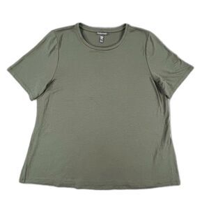 Eileen Fisher Olive Tencel Lyocell Crew Neck Tee M Minimalist Capsule Lagenlook